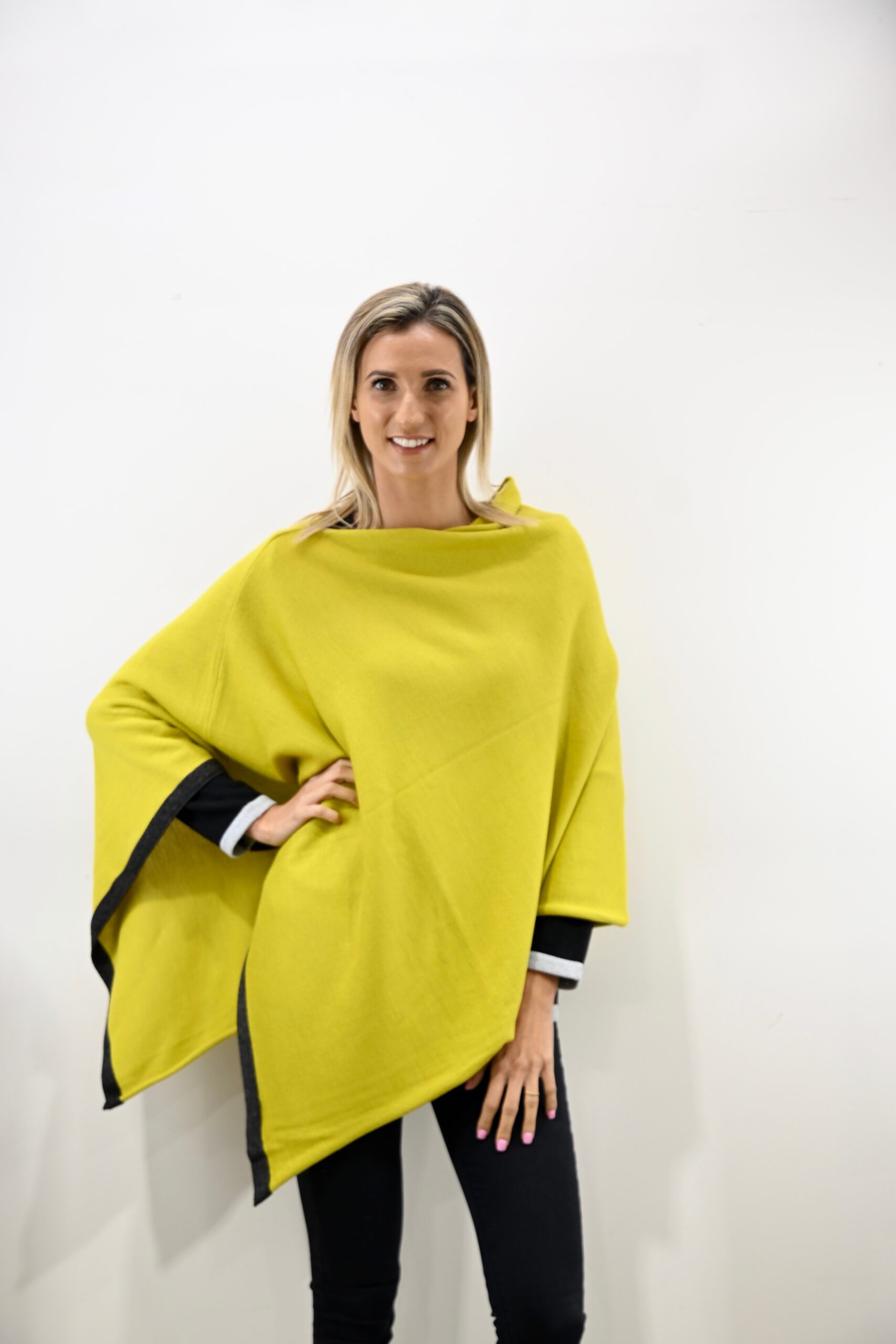 Edge Trim Poncho – Citrine - Milano Designer Knitwear