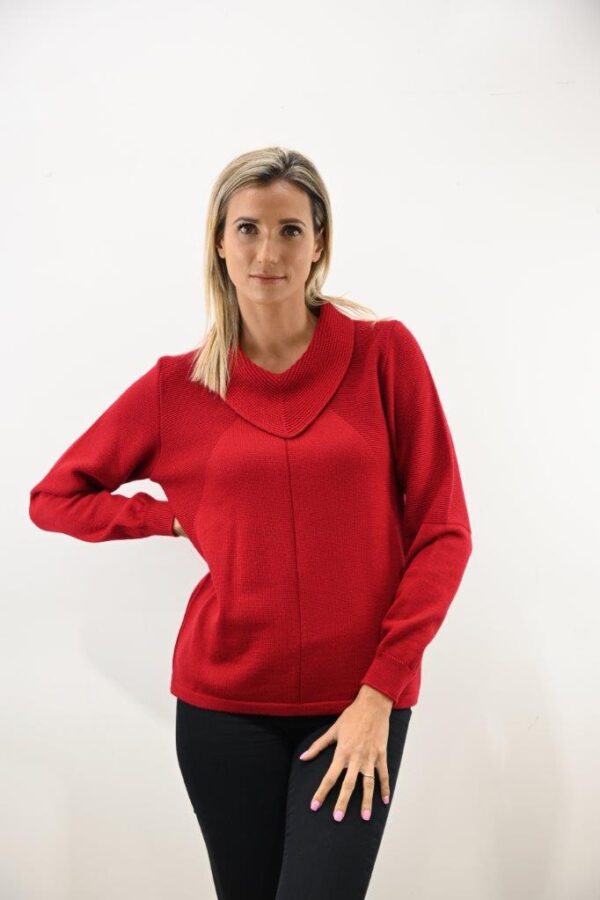 Cowl Neck Pullover Red